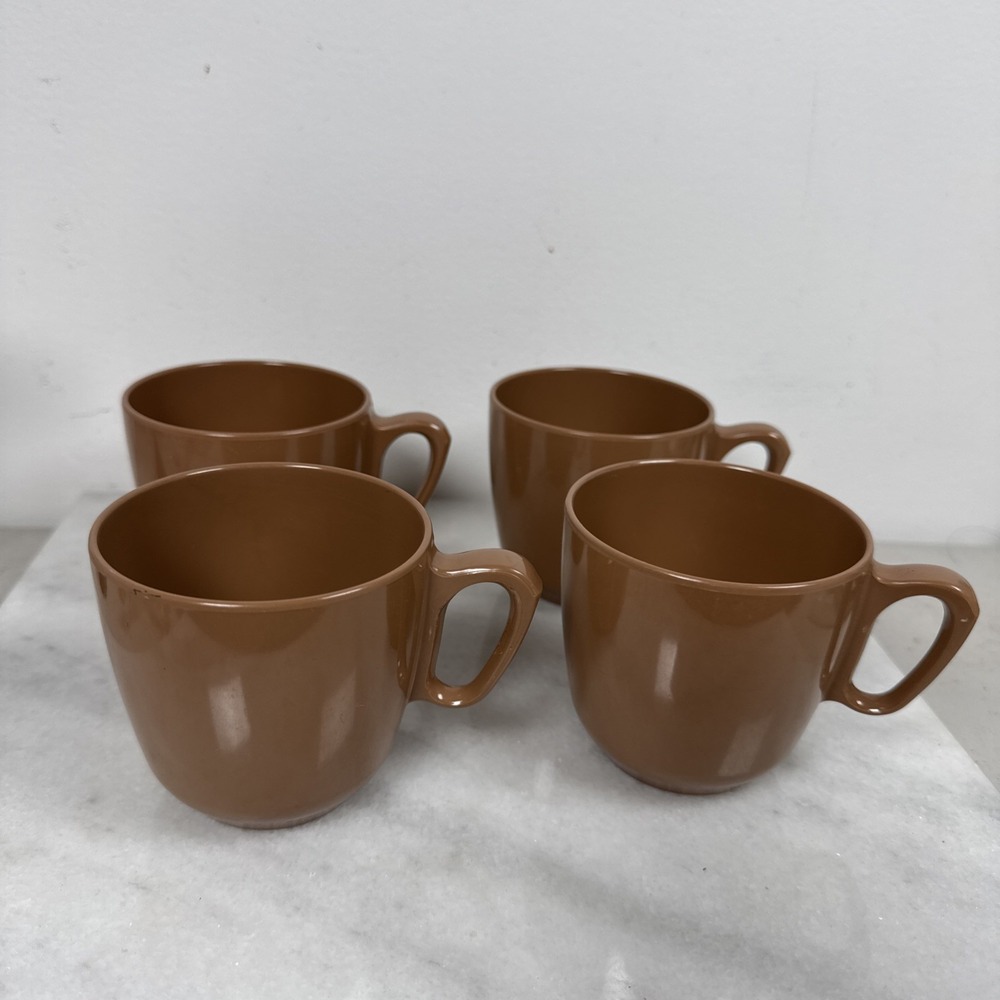 Vintage Prolon 4 Brown Coffee Cup Mugs Dinnerware 7930